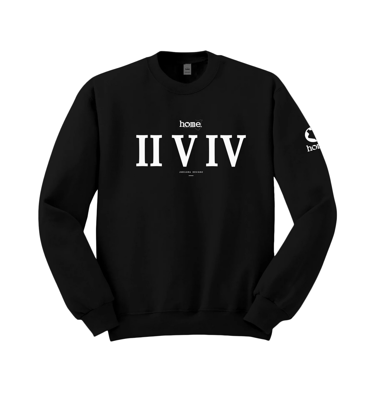 home_254 BLACK SWEATSHIRT (NUVETRA™ HEAVY) WITH A WHITE ROMAN NUMERALS PRINT