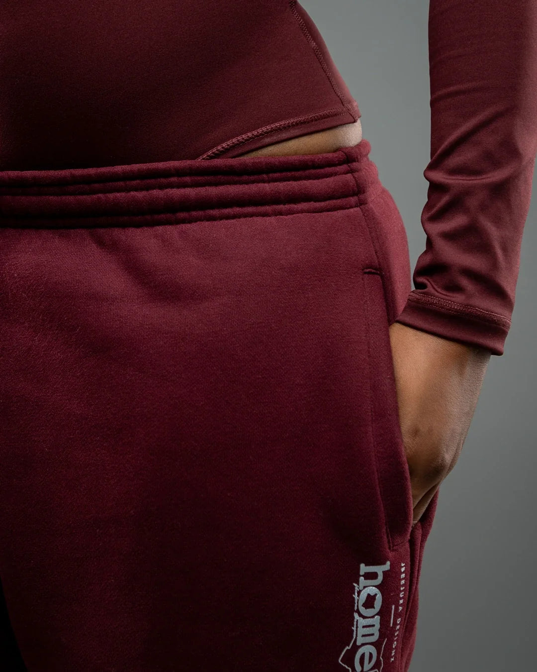 Simple Life Scoop Neck Bodysuit - Claret (Longsleeve)