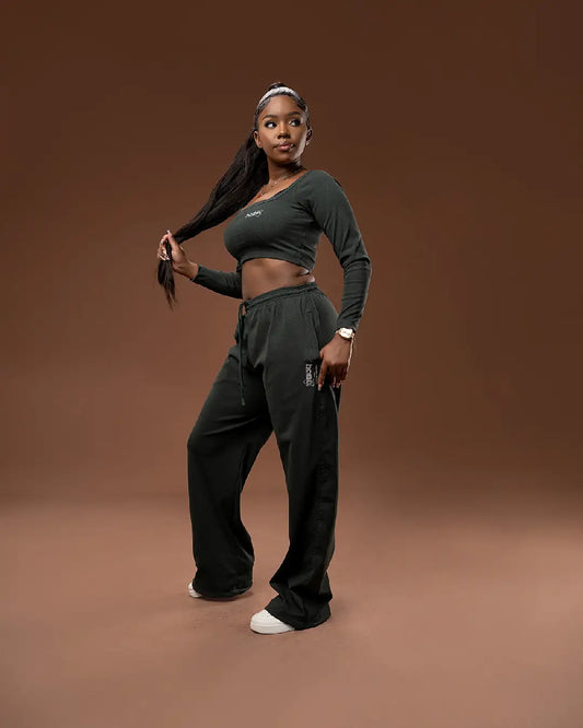 Plush Long Sleeve Top + Cosy Pants – Forest Green