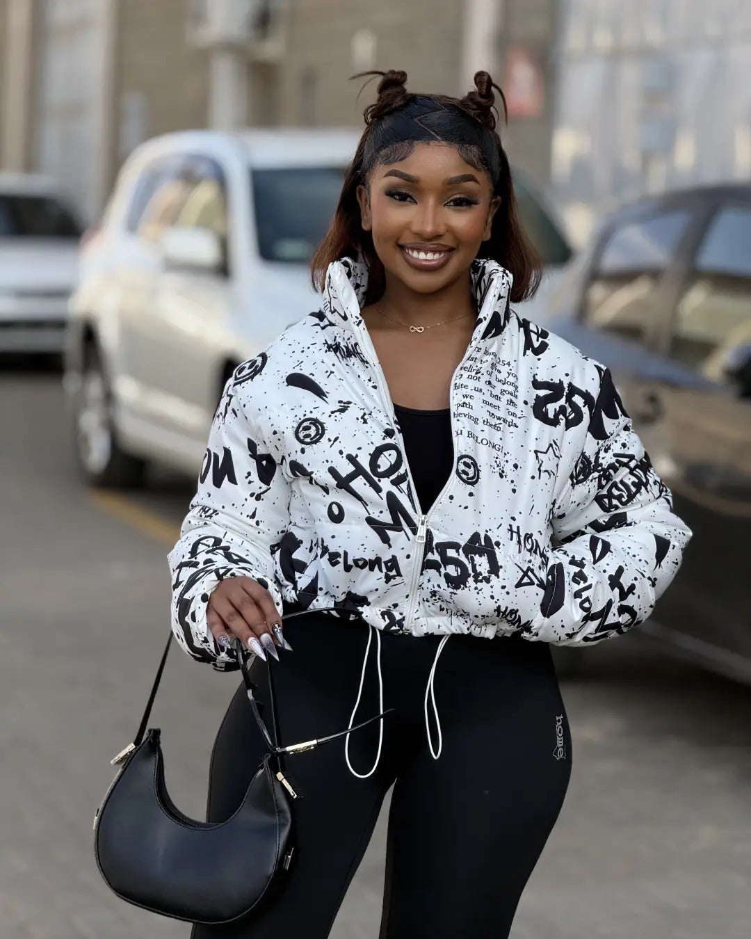 Ink Riot Cropped Puffer Jacket