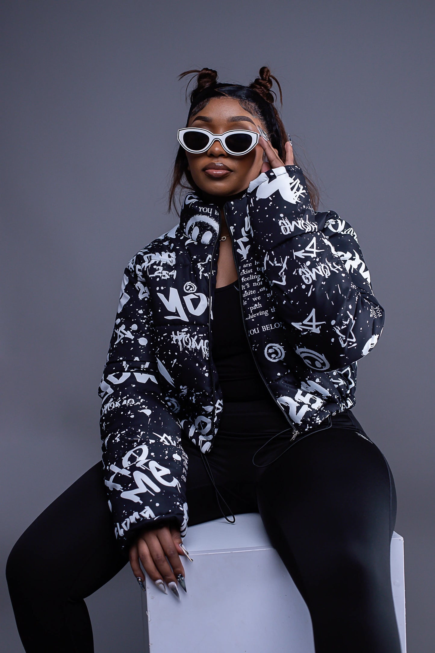 Ink Riot Cropped Puffer Jacket