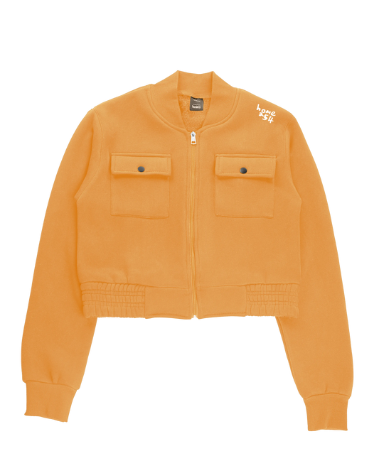 Kids Cropped Kami Jacket - Mustard Yellow (Heavy Velvet Fabric)