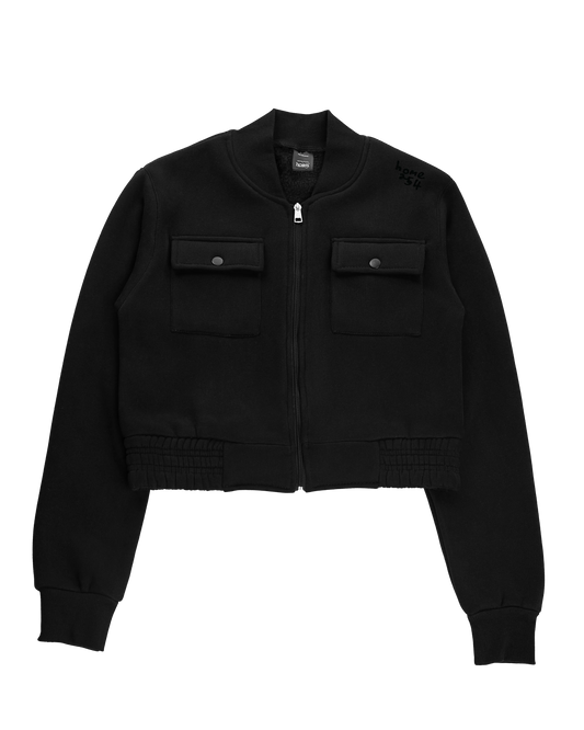 Cropped Kami Jacket - Black (Heavy Velvet Fabric)