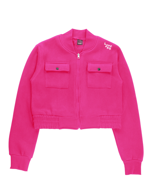 Cropped Kami Jacket - Hot Pink (Heavy Velvet Fabric)