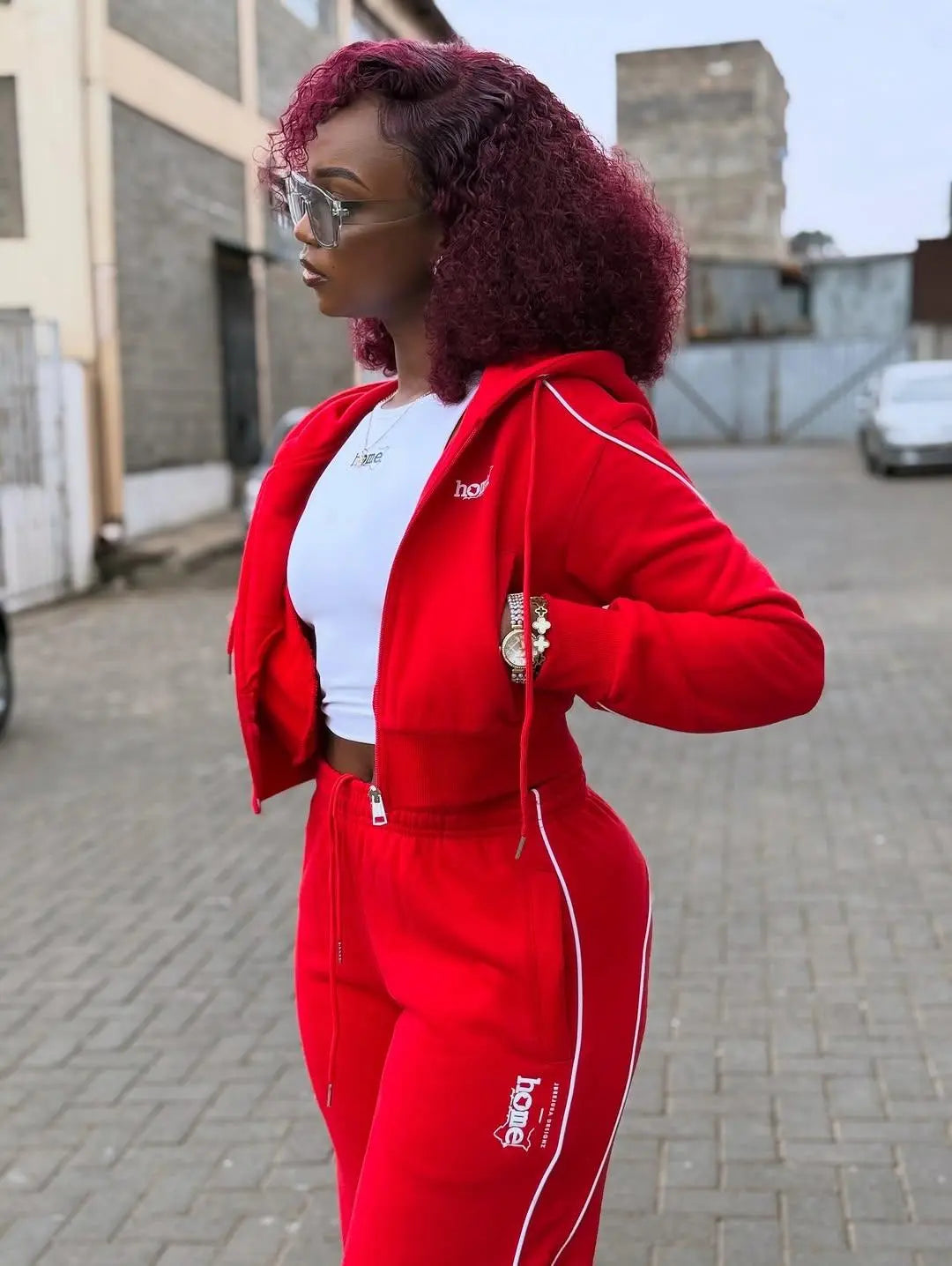 Cherie Cropped Zipped Hoodie (Velvet Fabric)