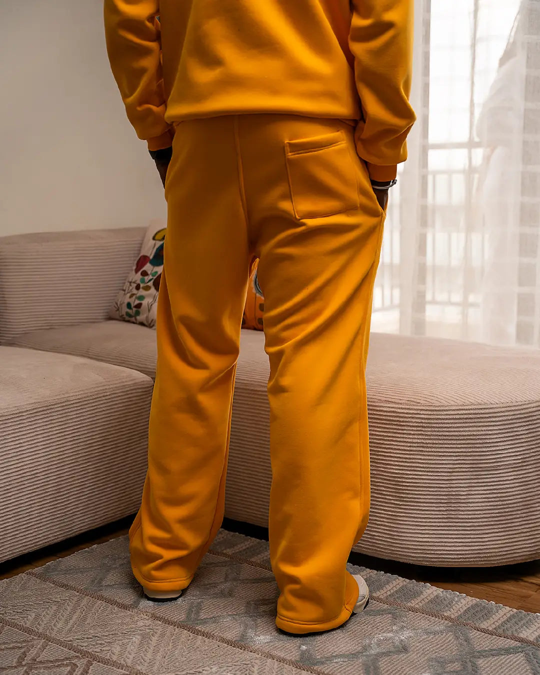 Mens Cosy Pants - Mustard Yellow (Heavy Velvet Fabric)