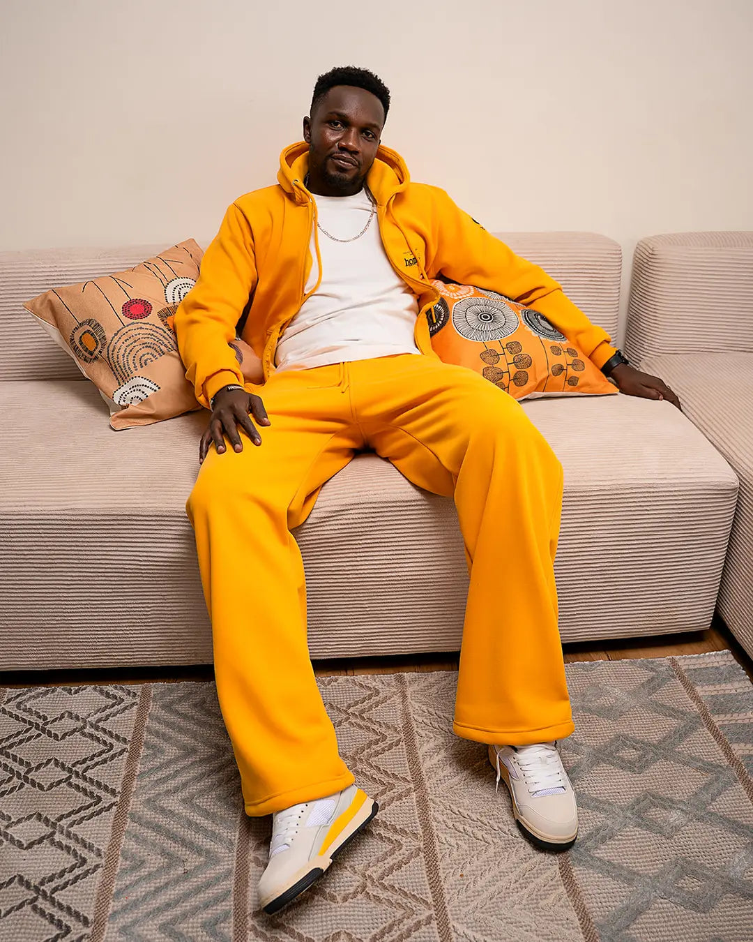 Mens Cosy Pants - Mustard Yellow (Heavy Velvet Fabric)