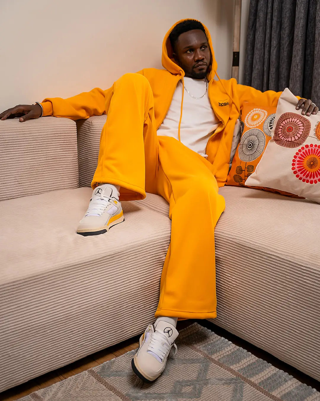 Mens Cosy Pants - Mustard Yellow (Heavy Velvet Fabric)