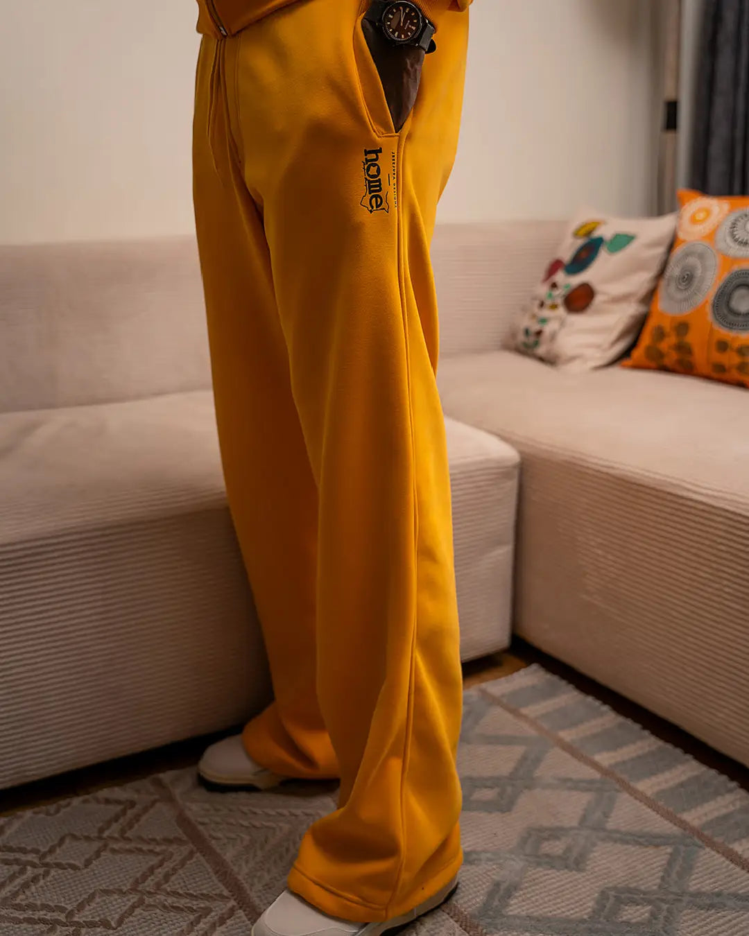 Mens Cosy Pants - Mustard Yellow (Heavy Velvet Fabric)
