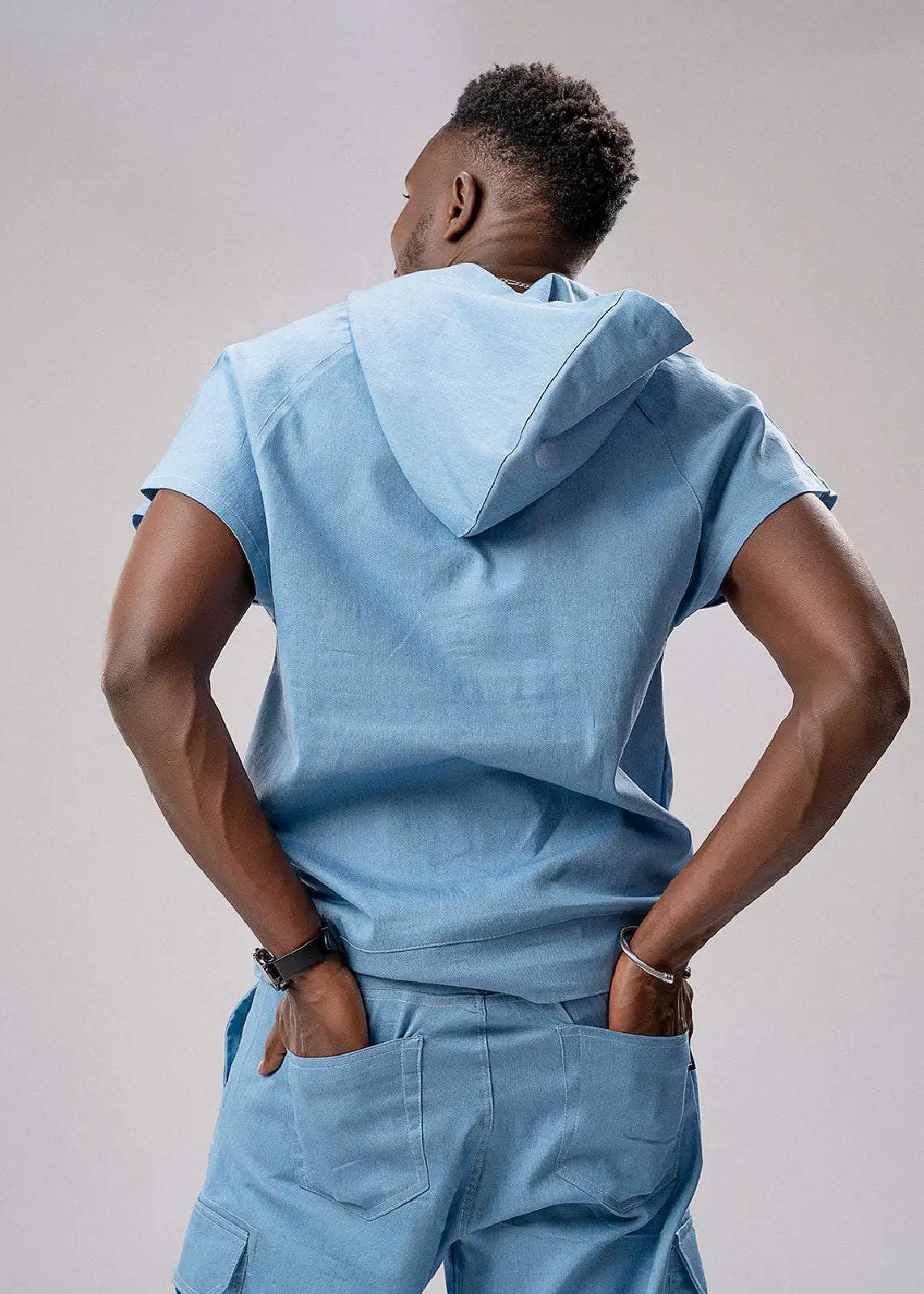 Drift Hooded Vest - Denim Air