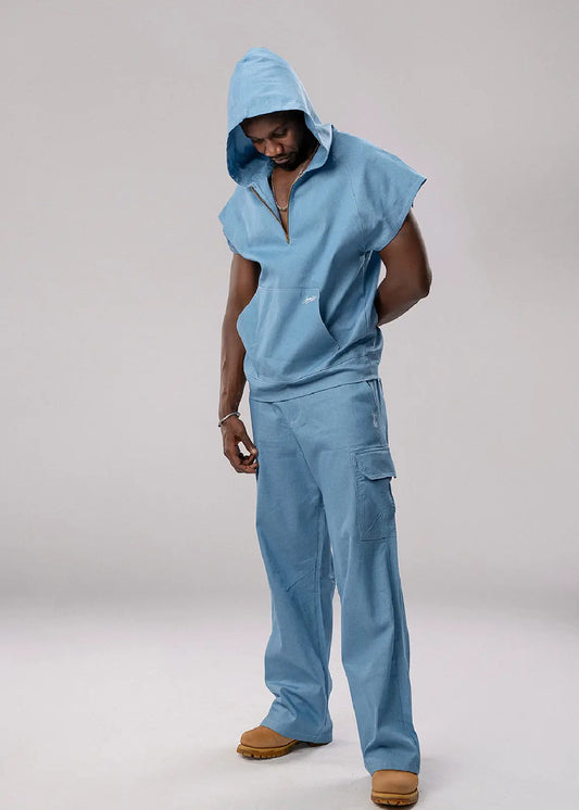 Drift Hooded Vest - Denim Air