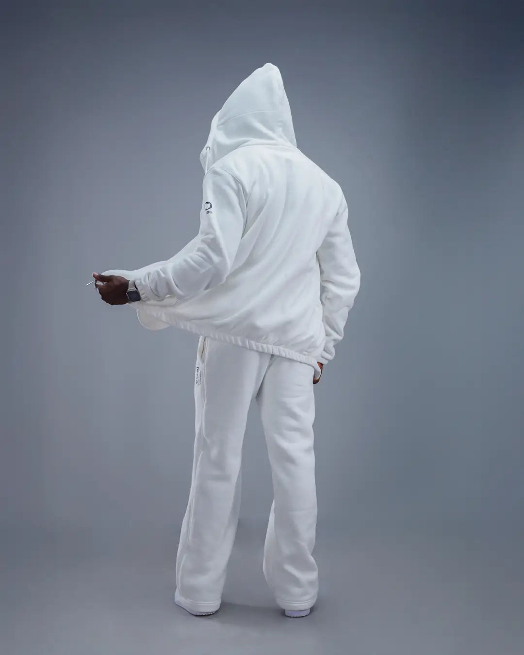 Moda Zip-up Hoodie - White (Heavy Velvet Fabric)