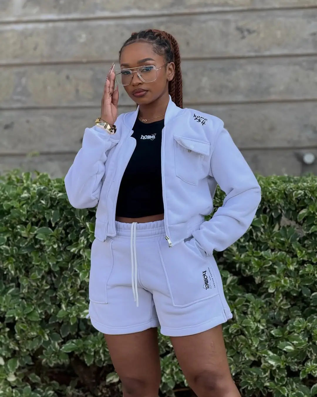 Cora Shorts - White (Heavy Velvet Fabric)