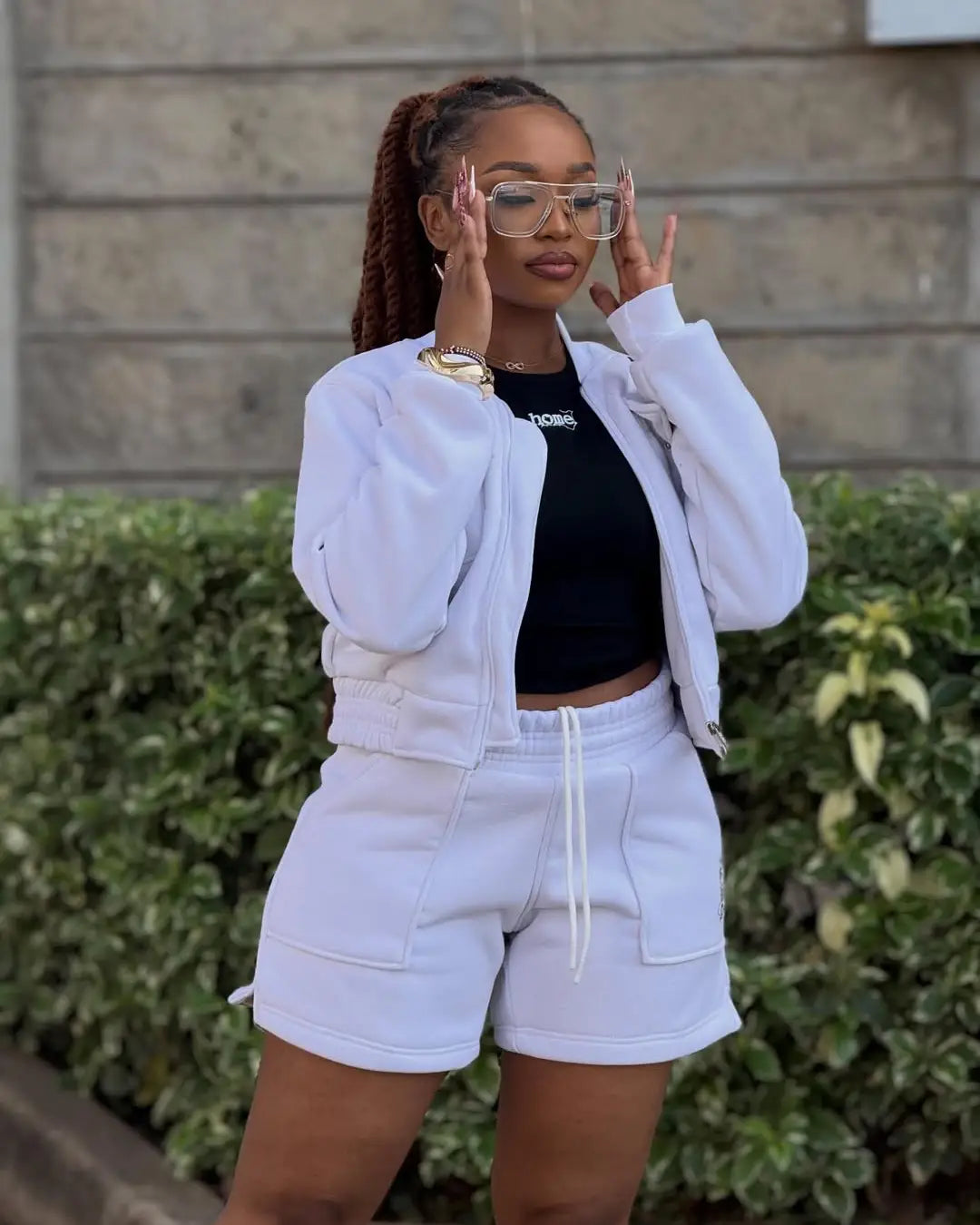 Cora Shorts - White (Heavy Velvet Fabric)