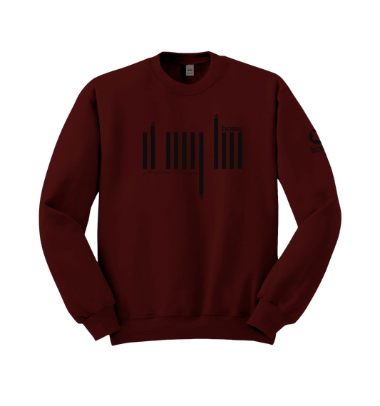 home_254 MAROON SWEATSHIRT (MID-HEAVY FABRIC) WITH A BLACK BARS PRINT