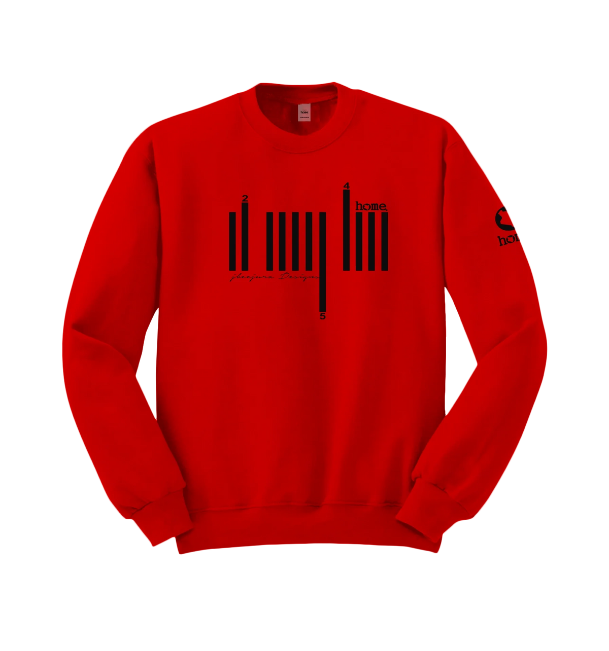 home_254 RED SWEATSHIRT WITH A BLACK BARS PRINT