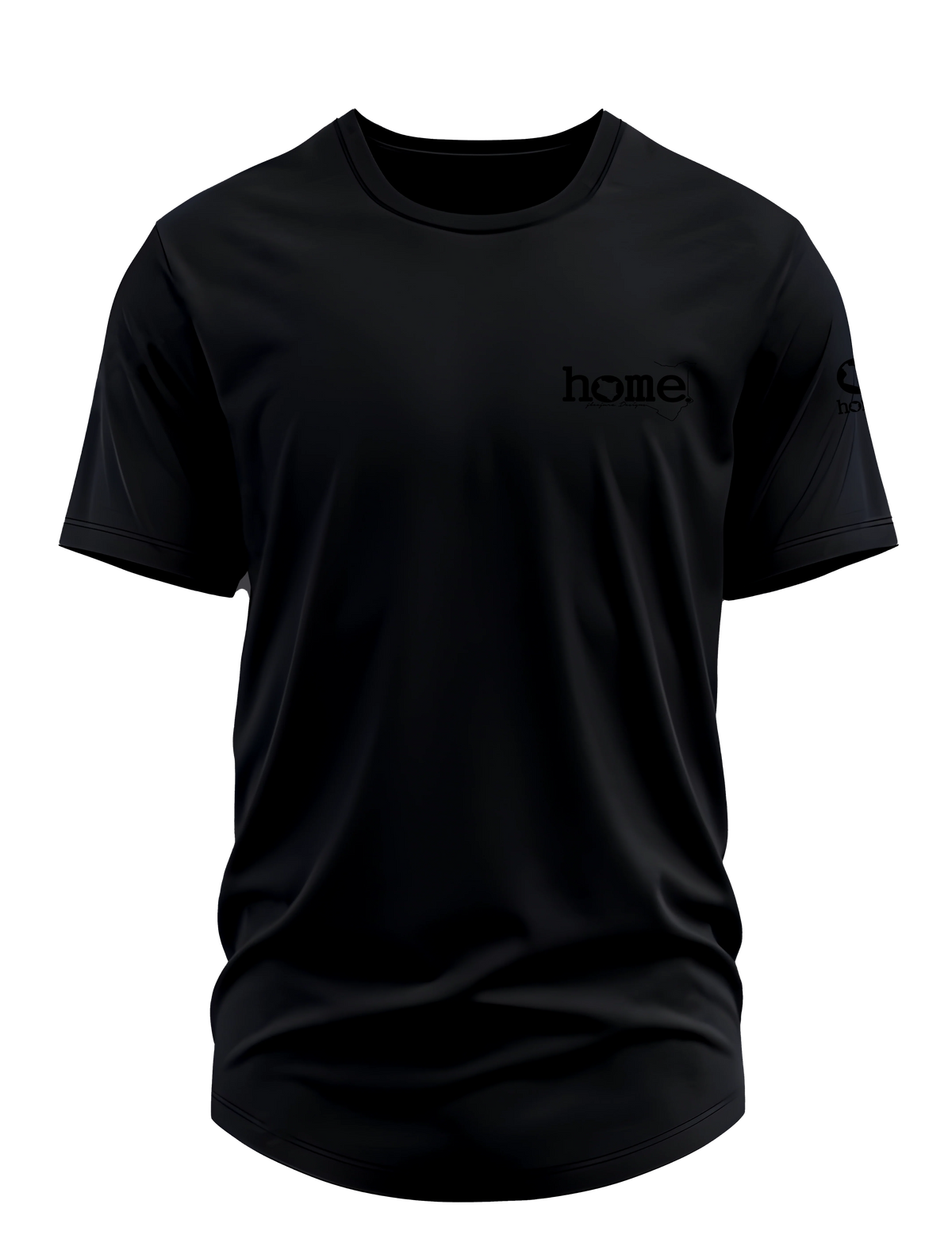 home_254 SHORT-SLEEVED BLACK CURVED HEM T-SHIRT WITH A BLACK TAG PRINT – CLASSIC MAN COLLECTION