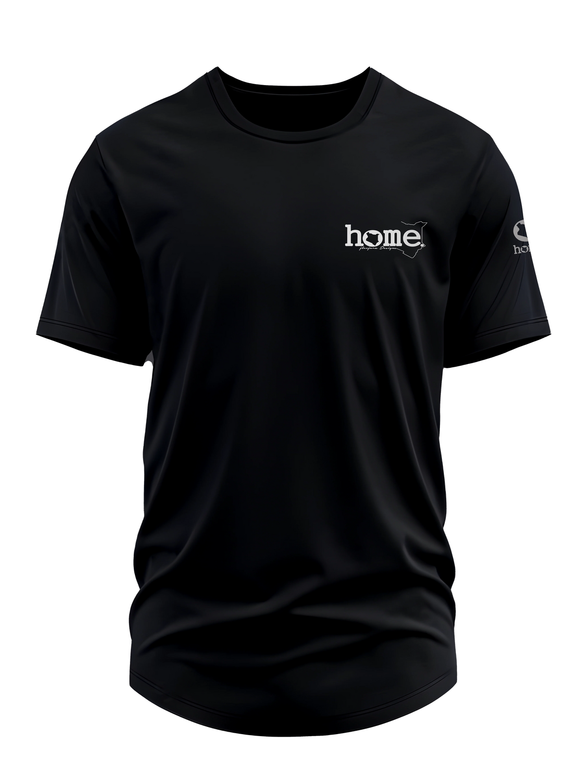 home_254 SHORT-SLEEVED BLACK CURVED HEM T-SHIRT WITH A SILVER TAG PRINT – CLASSIC MAN COLLECTION