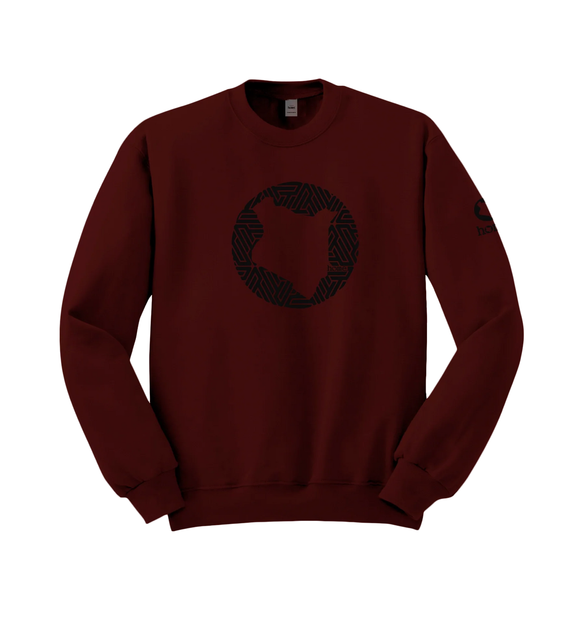 home_254 MAROON SWEATSHIRT (MID-HEAVY FABRIC) WITH A BLACK MAP PRINT