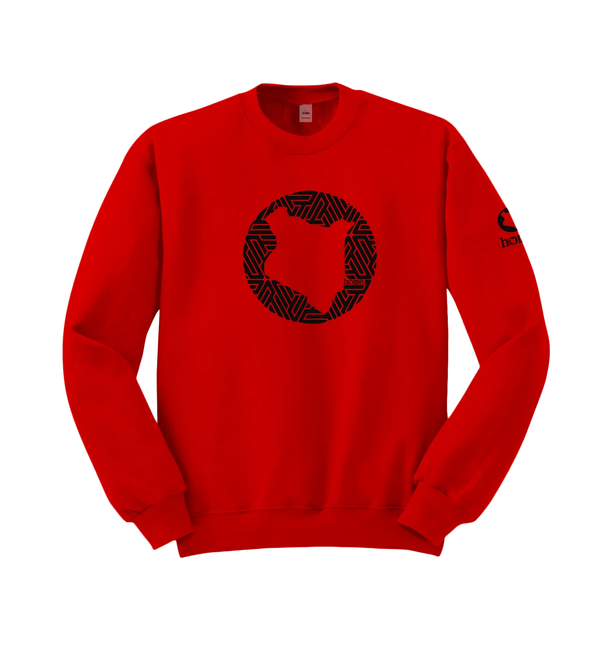 home_254 RED SWEATSHIRT WITH A BLACK MAP PRINT