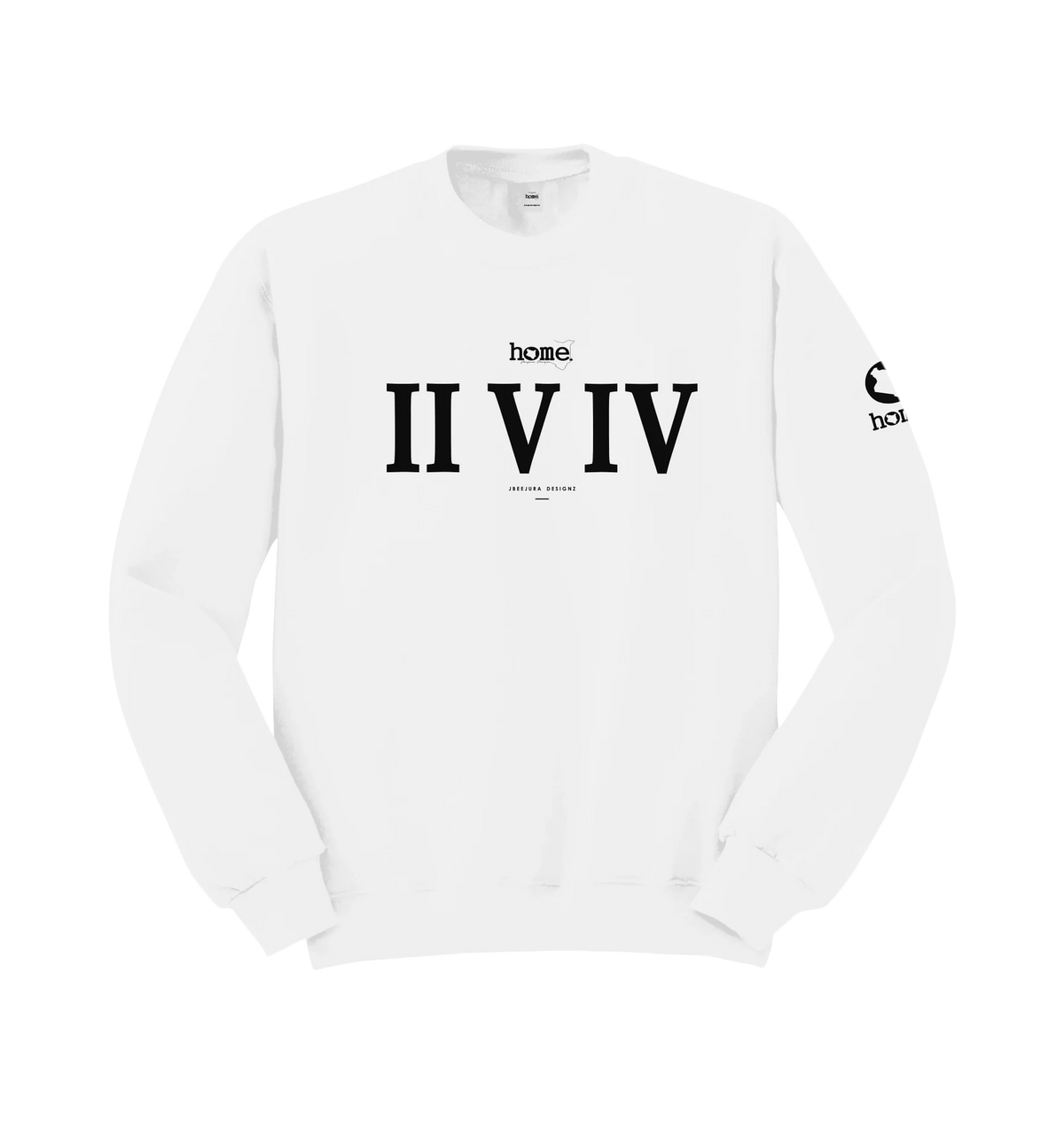 home_254 WHITE SWEATSHIRT (NUVETRA™ HEAVY) WITH A BLACK ROMAN NUMERALS PRINT