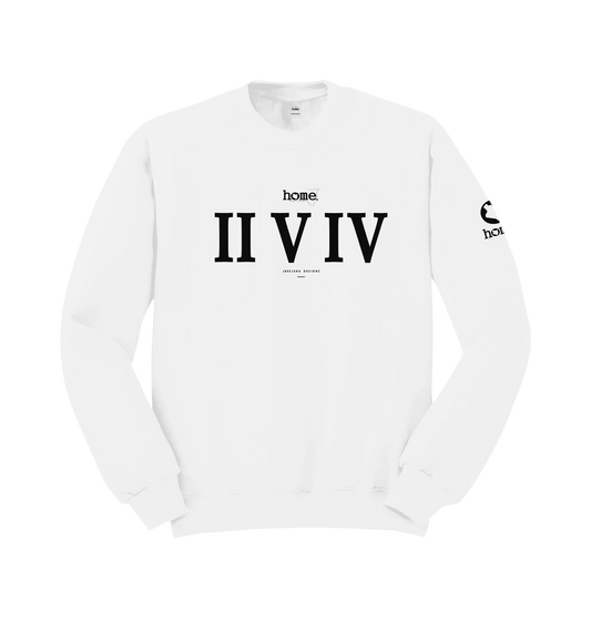 home_254 WHITE SWEATSHIRT (NUVETRA™ HEAVY) WITH A BLACK ROMAN NUMERALS PRINT