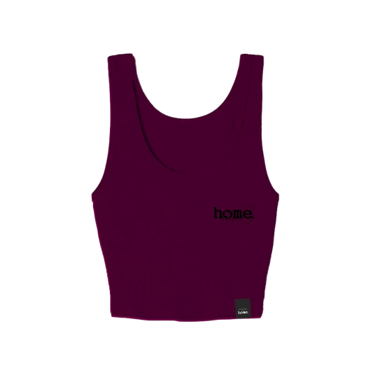 home_254 CLARET MUSHIE VEST TOP WITH A BLACK 3D WORDS PRINT 