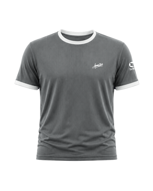 RINGER TEE - Granite + White