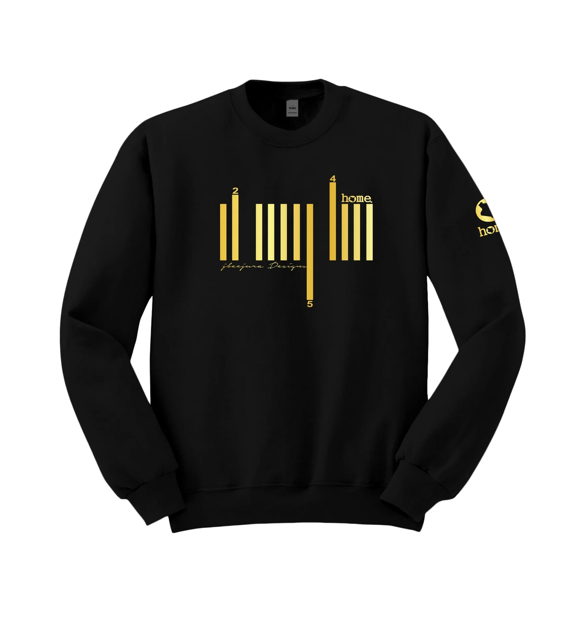 home_254 BLACK SWEATSHIRT (HEAVY FABRIC) WITH A GOLD BARS PRINT