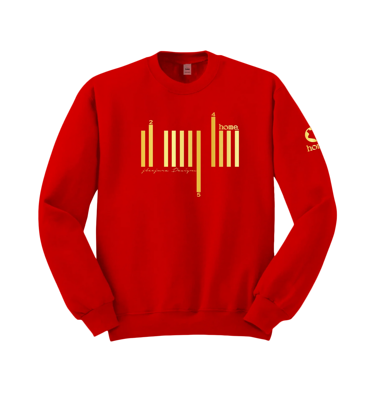 home_254 RED SWEATSHIRT WITH A GOLD BARS PRINT