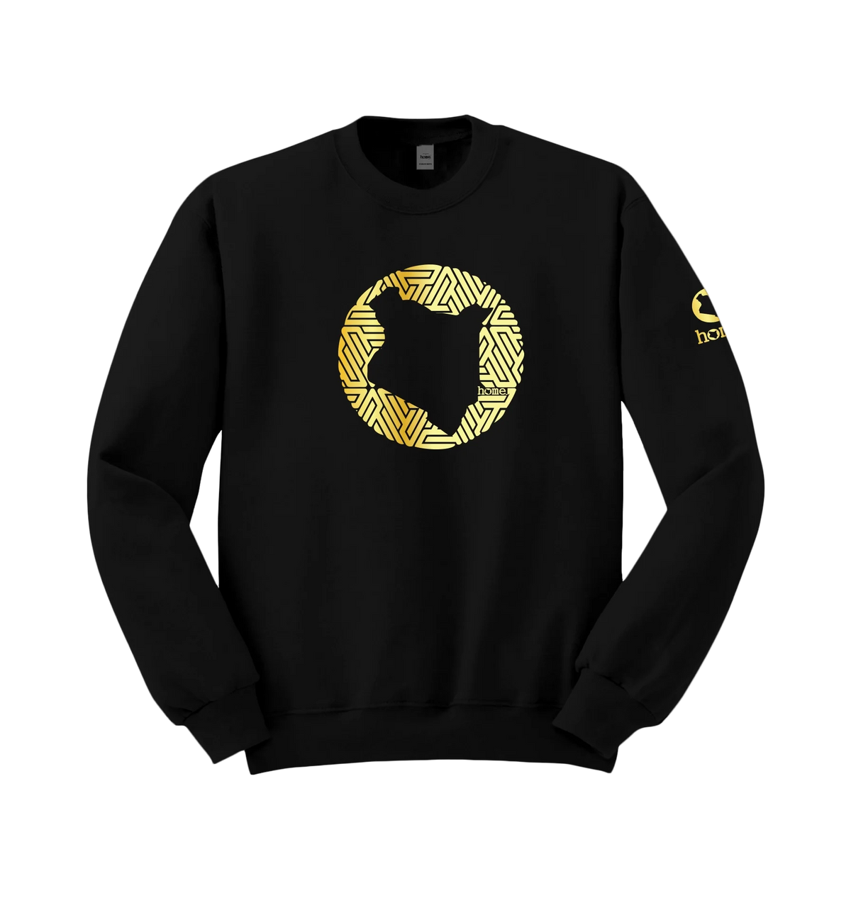 home_254 BLACK SWEATSHIRT (NUVETRA™ HEAVY) WITH A GOLD MAP PRINT