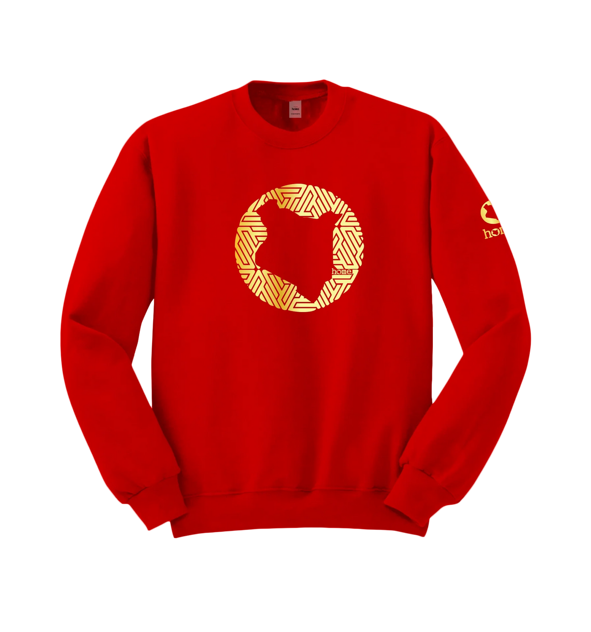 home_254 RED SWEATSHIRT WITH A GOLD MAP PRINT