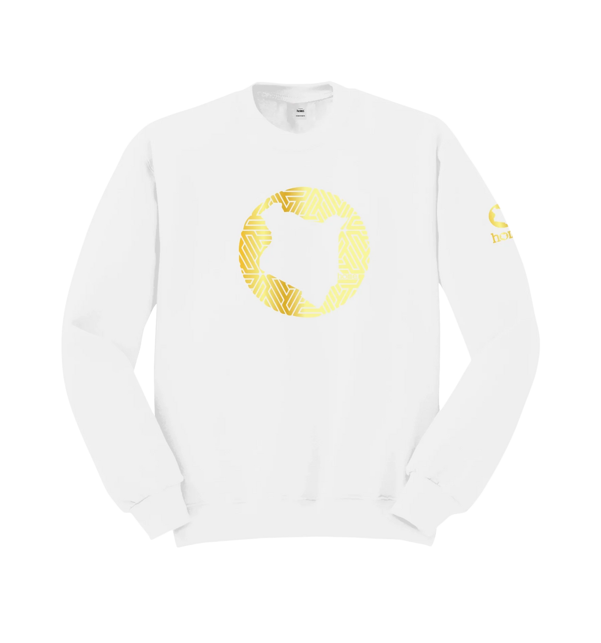 home_254 WHITE SWEATSHIRT (NUVETRA™ HEAVY) WITH A GOLD MAP PRINT