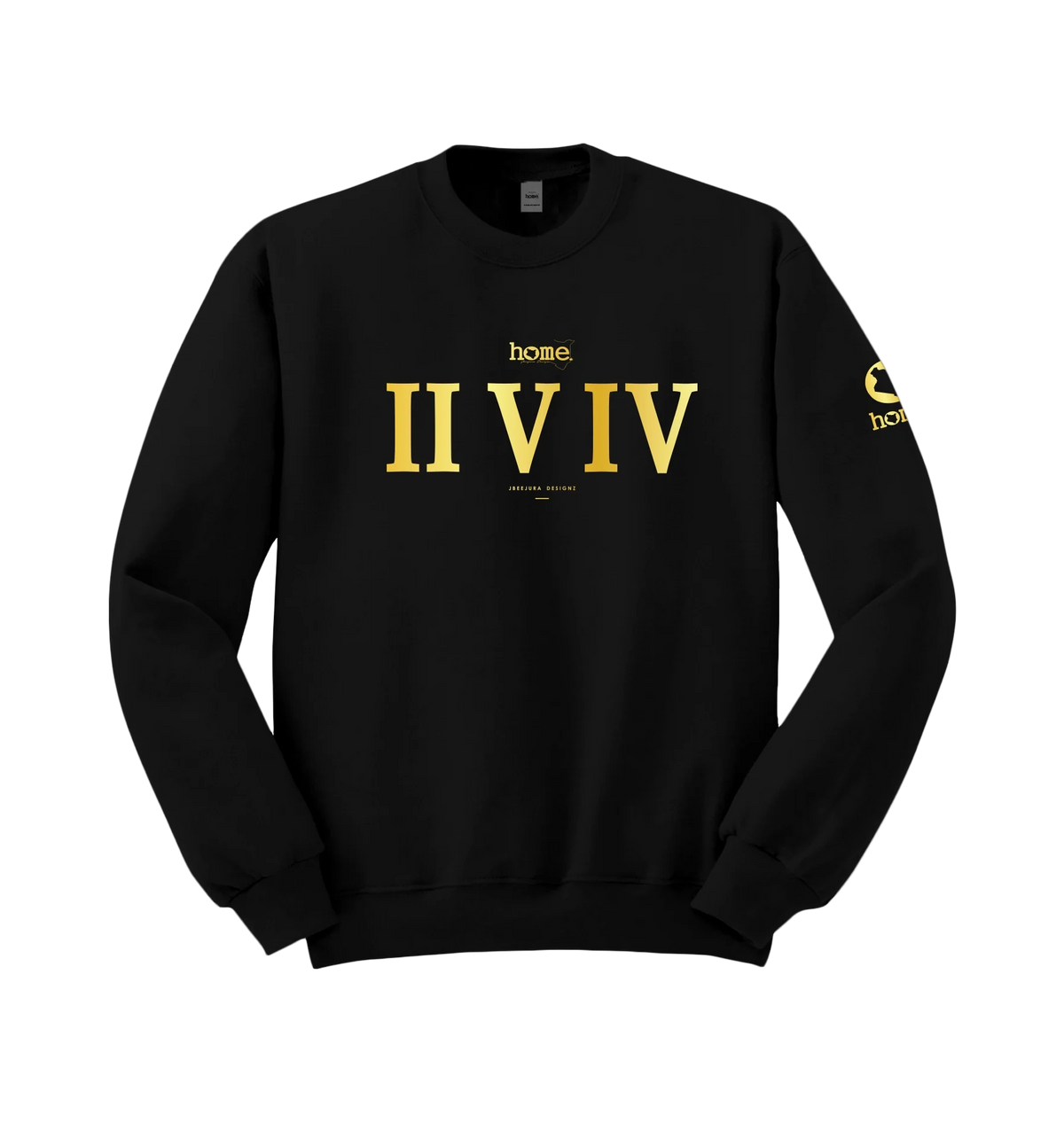 home_254 BLACK SWEATSHIRT (HEAVY FABRIC) WITH A GOLD ROMAN NUMERALS PRINT