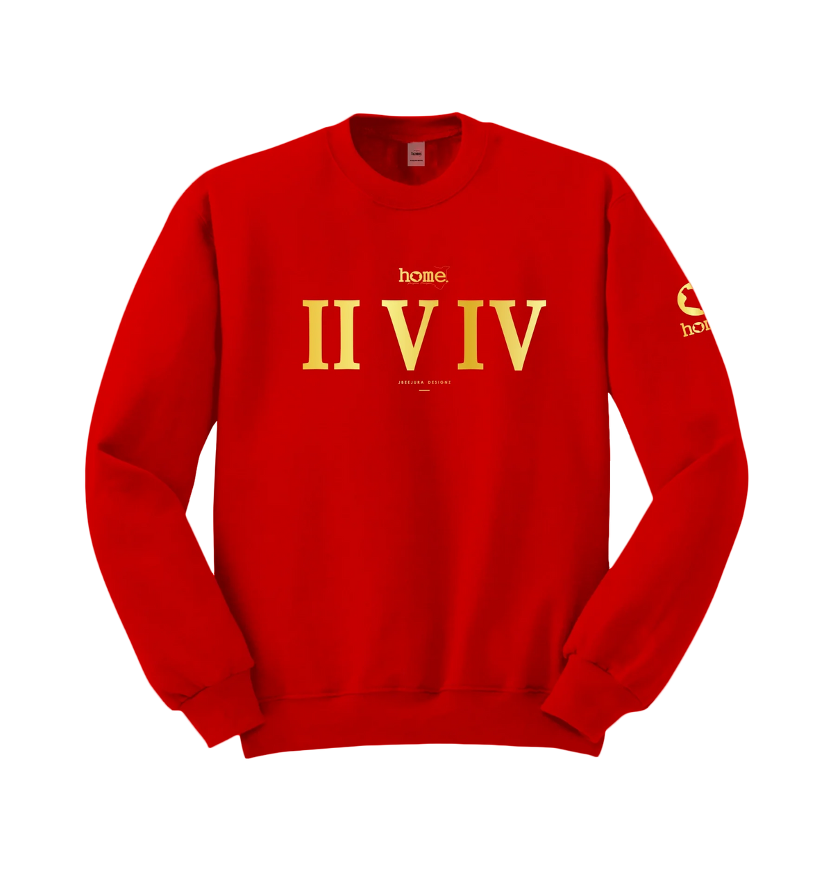 home_254 RED SWEATSHIRT WITH A GOLD ROMAN  PRINT