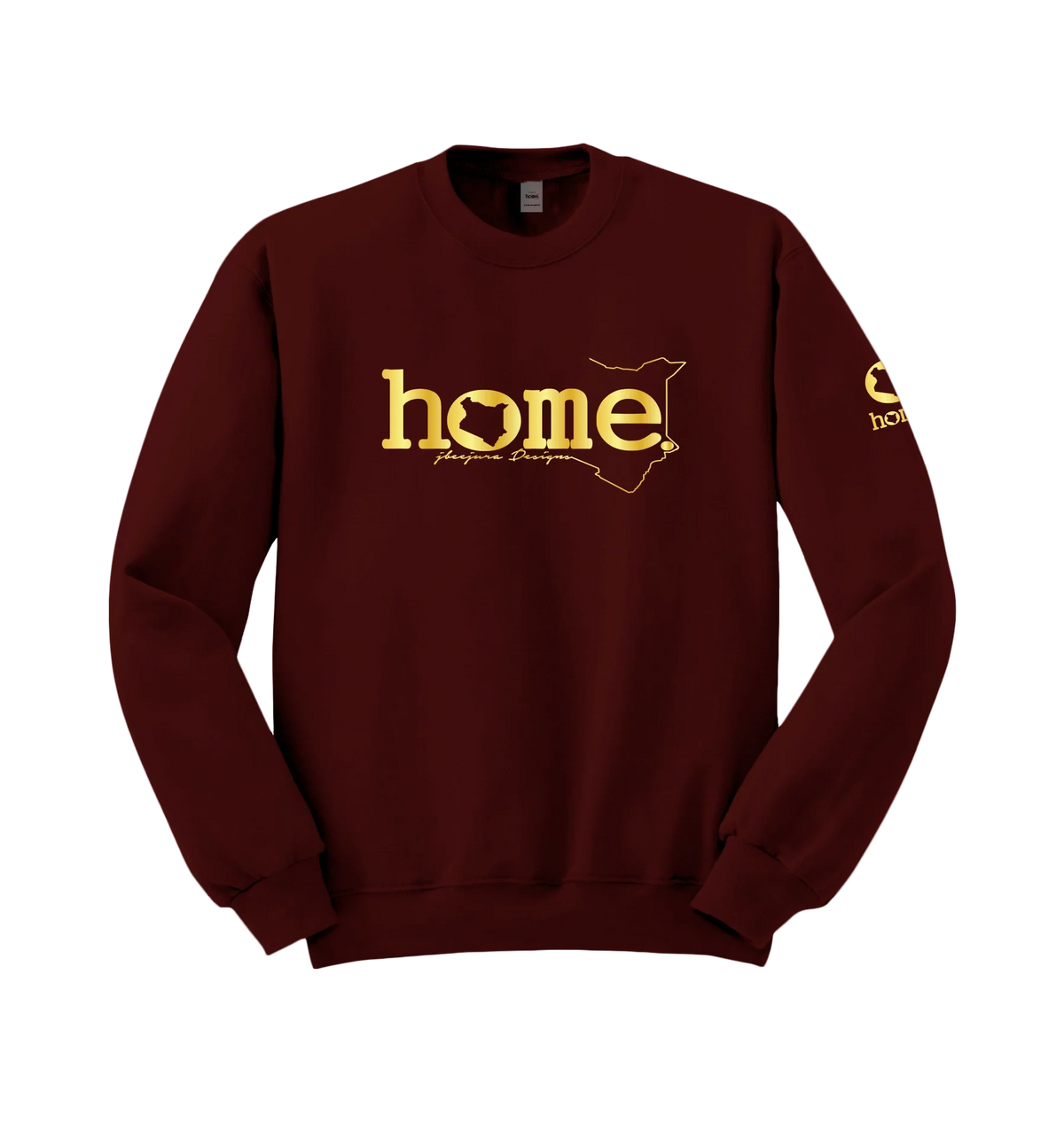home_254 MAROON SWEATSHIRT (MID-HEAVY FABRIC) WITH A GOLD WORDS PRINT