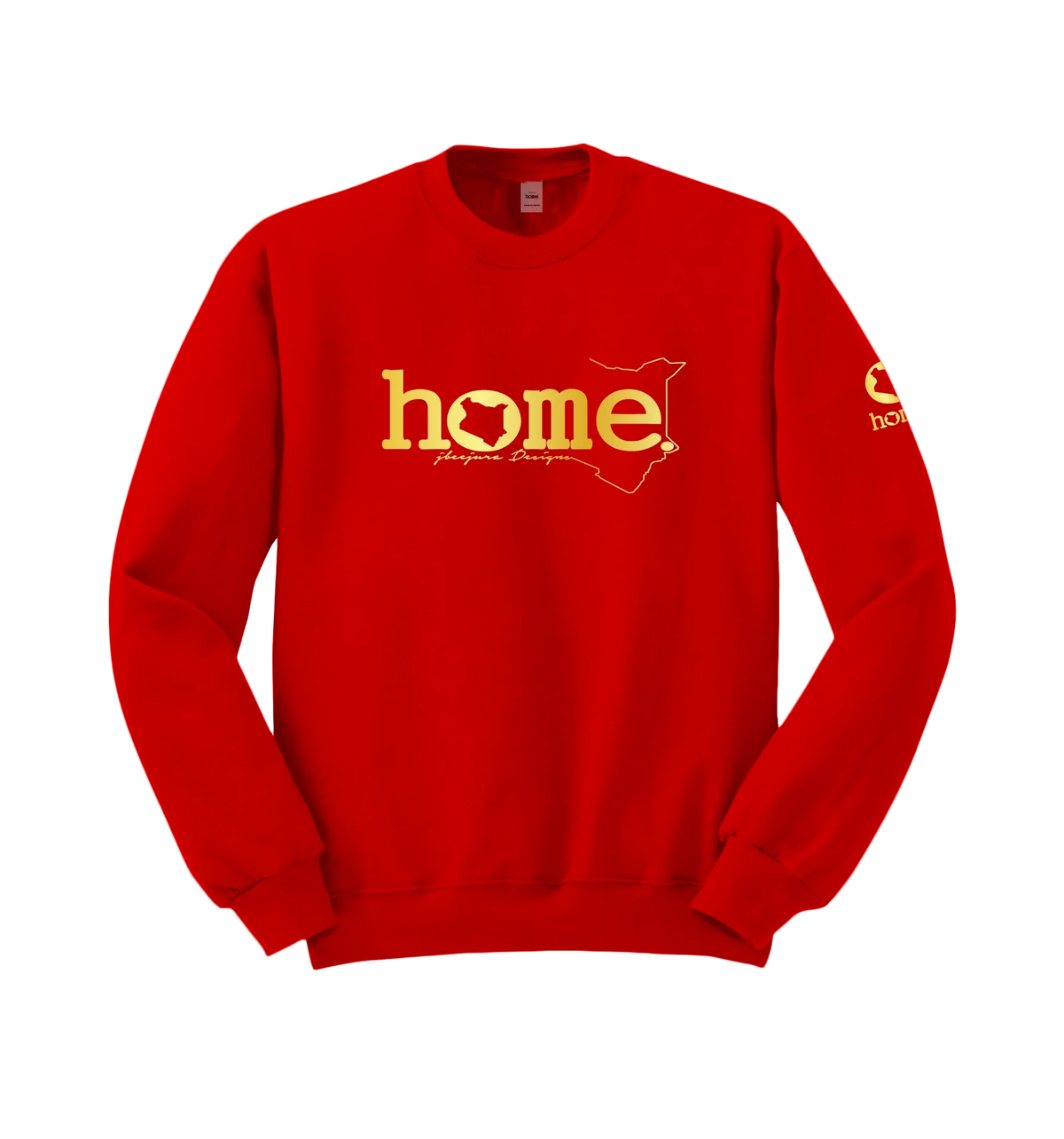 home_254 RED SWEATSHIRT WITH A GOLD WORDS  PRINT