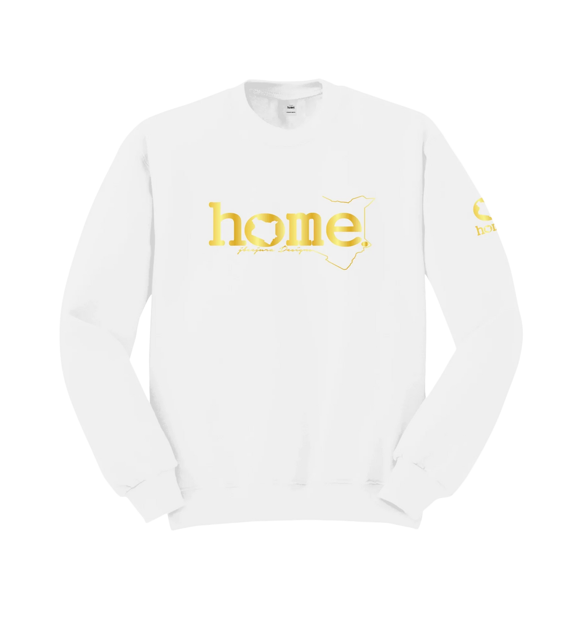 home_254 WHITE SWEATSHIRT (NUVETRA™ HEAVY) WITH A GOLD WORDS PRINT
