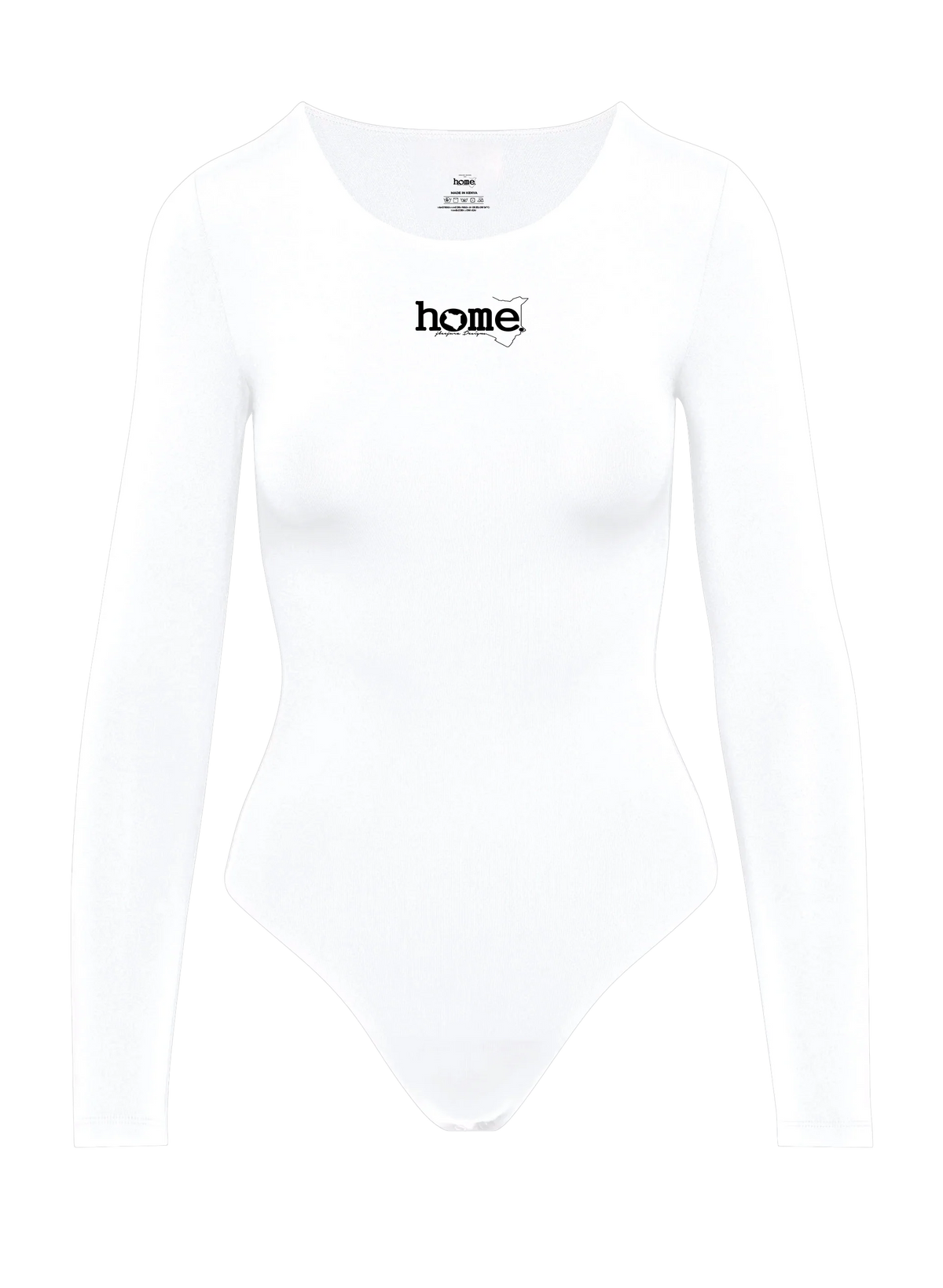 home_254 SCOOP NECK WHITE BODYSUIT WITH A BLACK PRINT