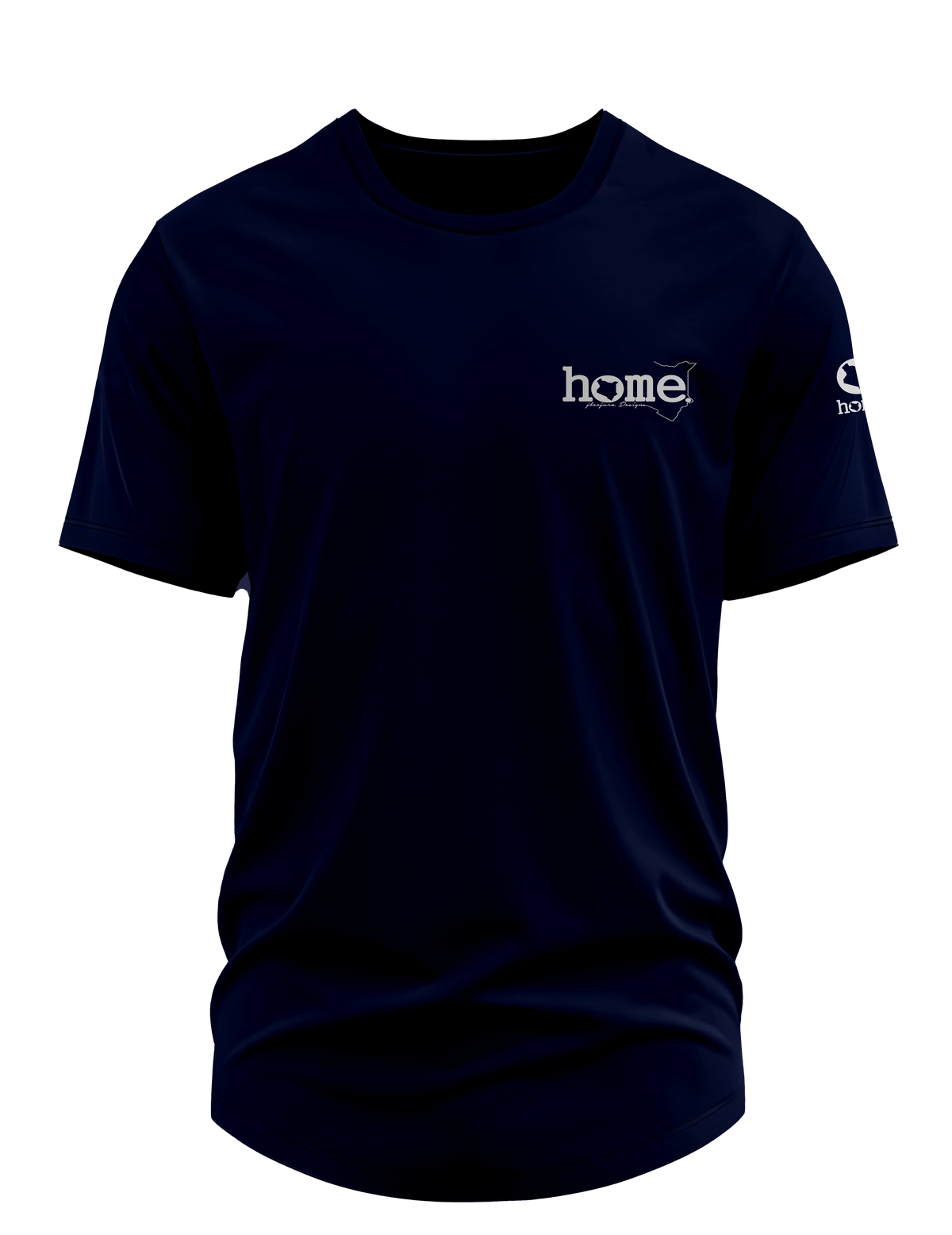 home_254 SHORT-SLEEVED NAVY BLUE CURVED HEM T-SHIRT WITH A SILVER TAG PRINT – CLASSIC MAN COLLECTION