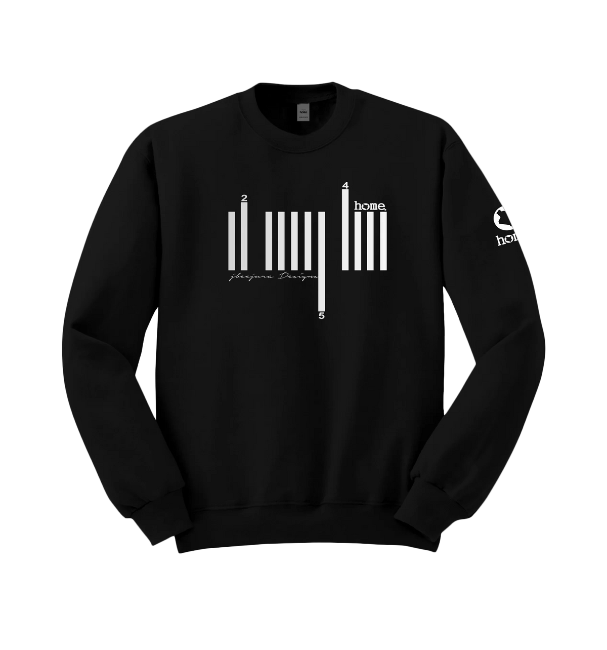 home_254 BLACK SWEATSHIRT (NUVETRA™ HEAVY) WITH A SILVER BARS PRINT