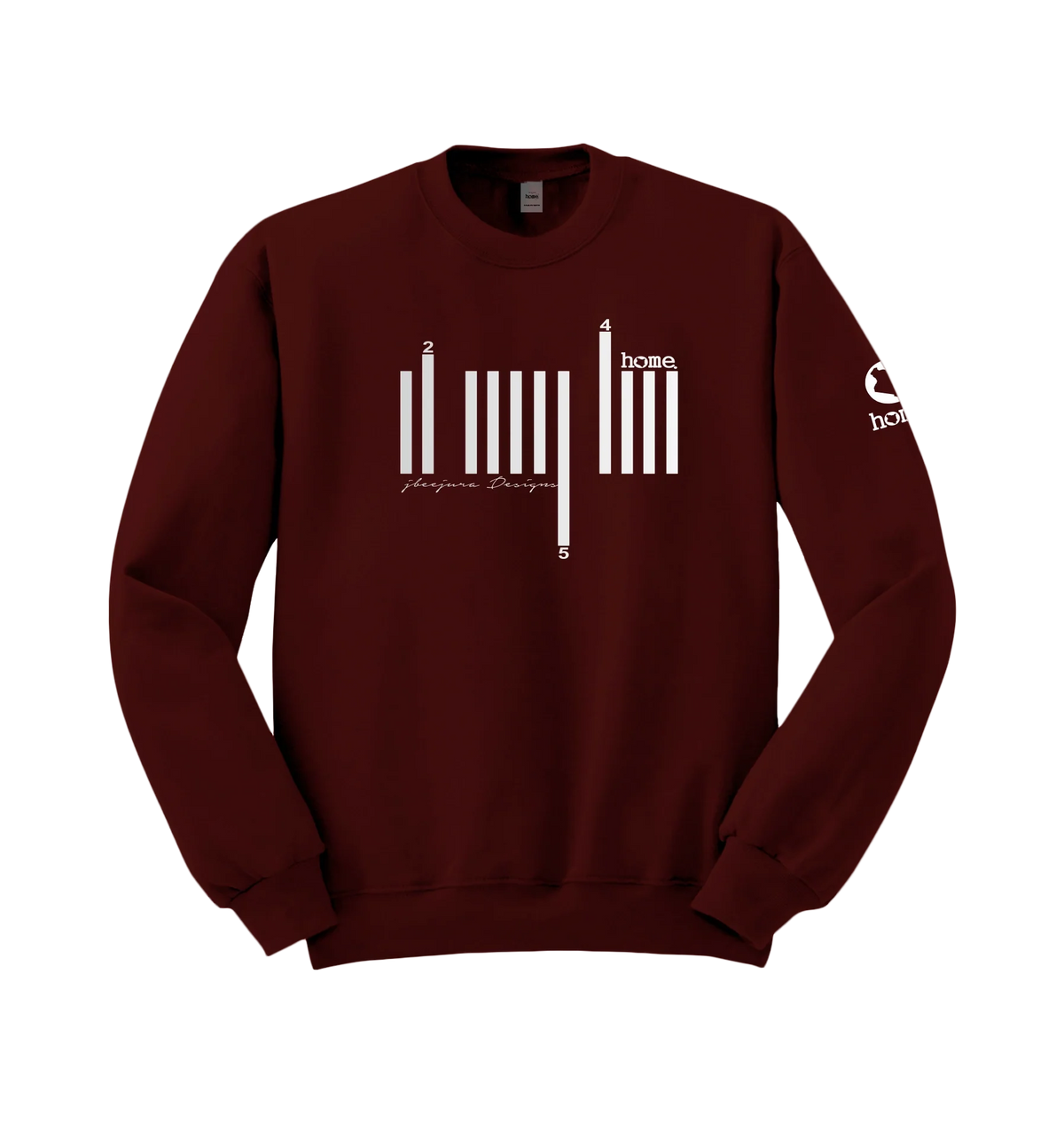 home_254 MAROON SWEATSHIRT (MID-HEAVY FABRIC) WITH A SILVER BARS PRINT
