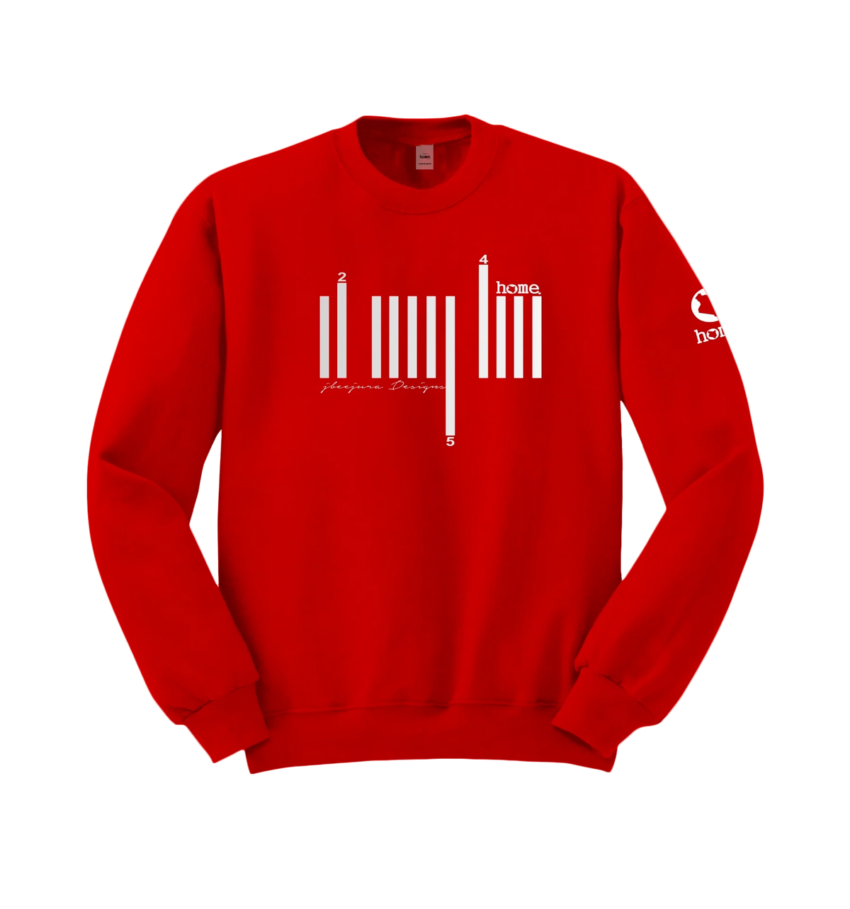 home_254 RED SWEATSHIRT WITH A SILVER BARS PRINT