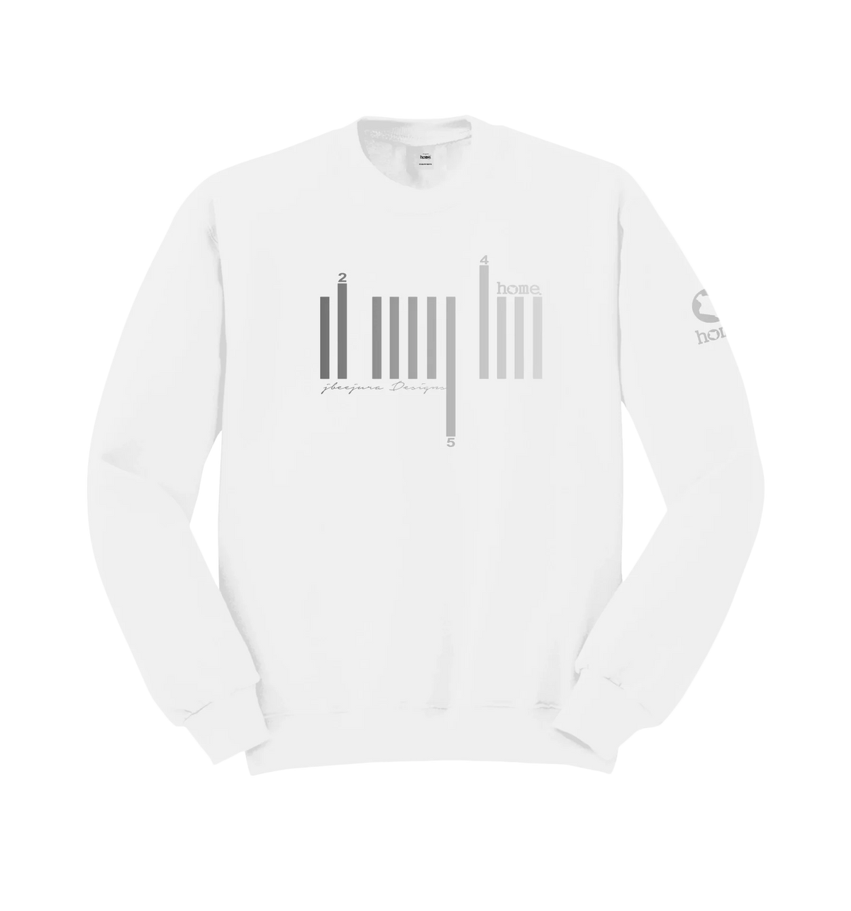 home_254 WHITE SWEATSHIRT (NUVETRA™ HEAVY) WITH A SILVER BARS PRINT