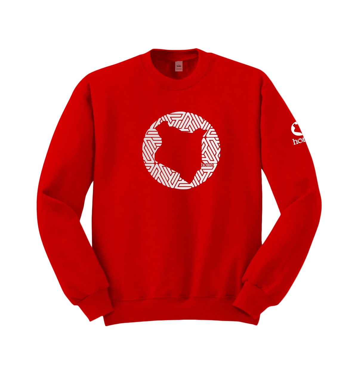 home_254 RED SWEATSHIRT WITH A SILVER MAP PRINT