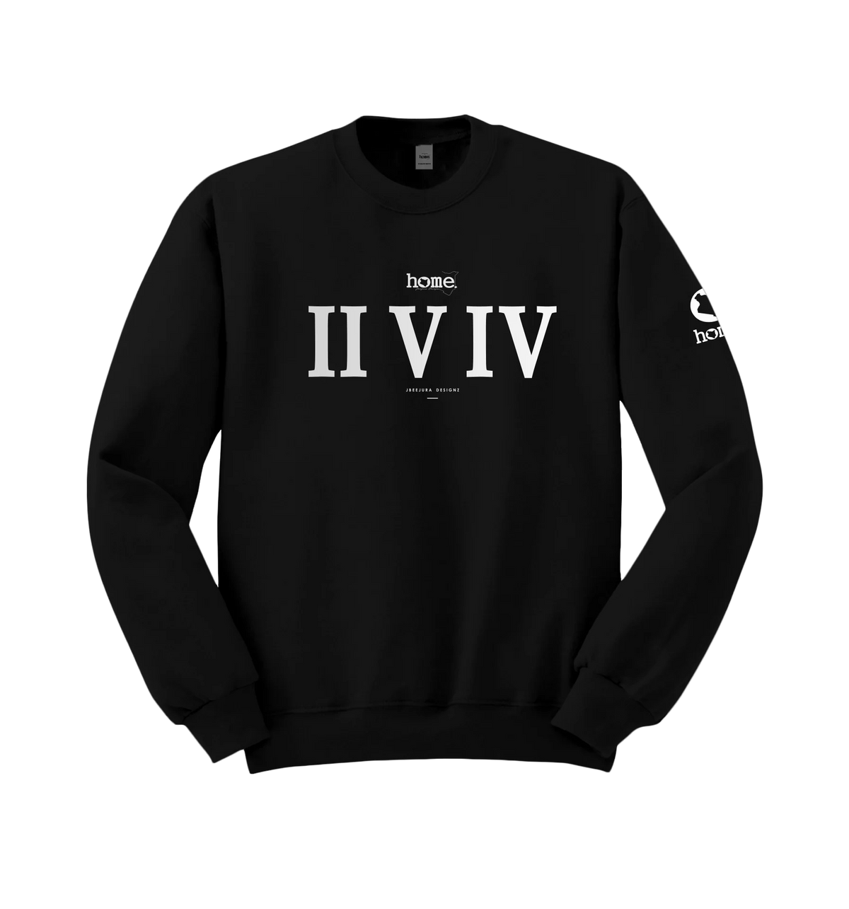 home_254 BLACK SWEATSHIRT (HEAVY FABRIC) WITH A SILVER ROMAN NUMERALS PRINT