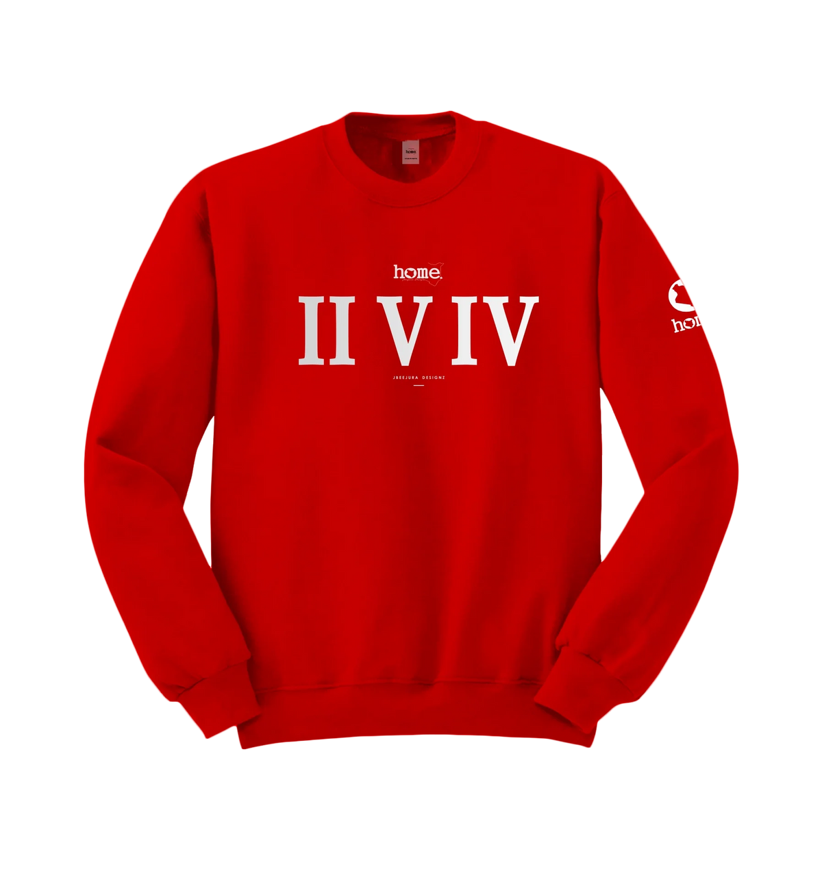 home_254 RED SWEATSHIRT WITH A SILVER ROMAN PRINT