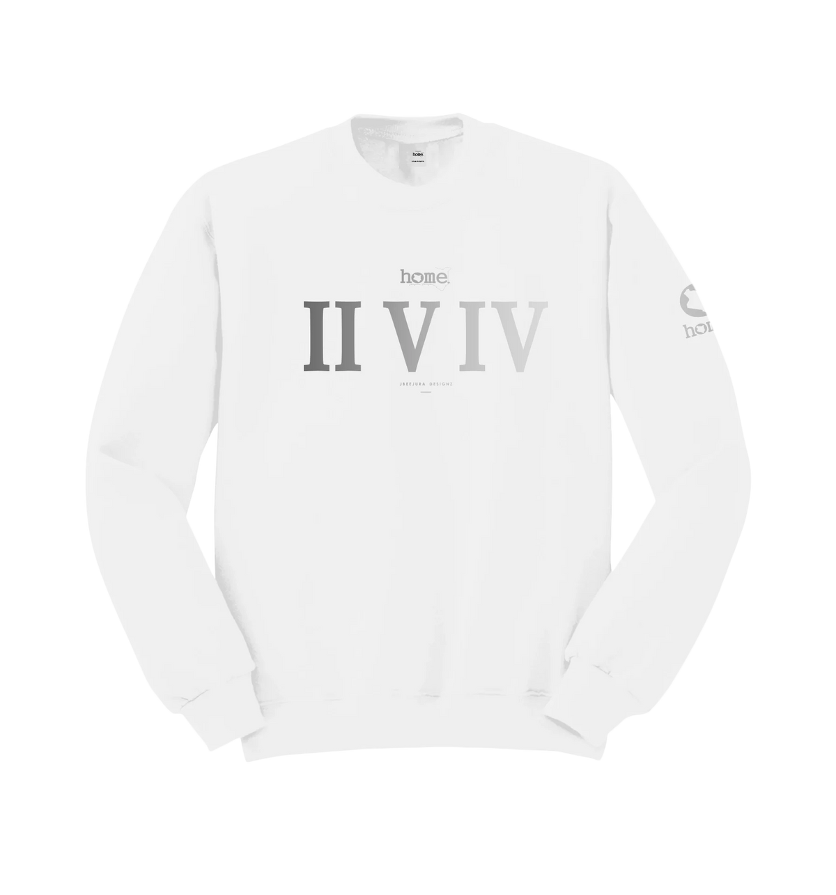 home_254 WHITE SWEATSHIRT (NUVETRA™ HEAVY) WITH A SILVER ROMAN NUMERALS PRINT