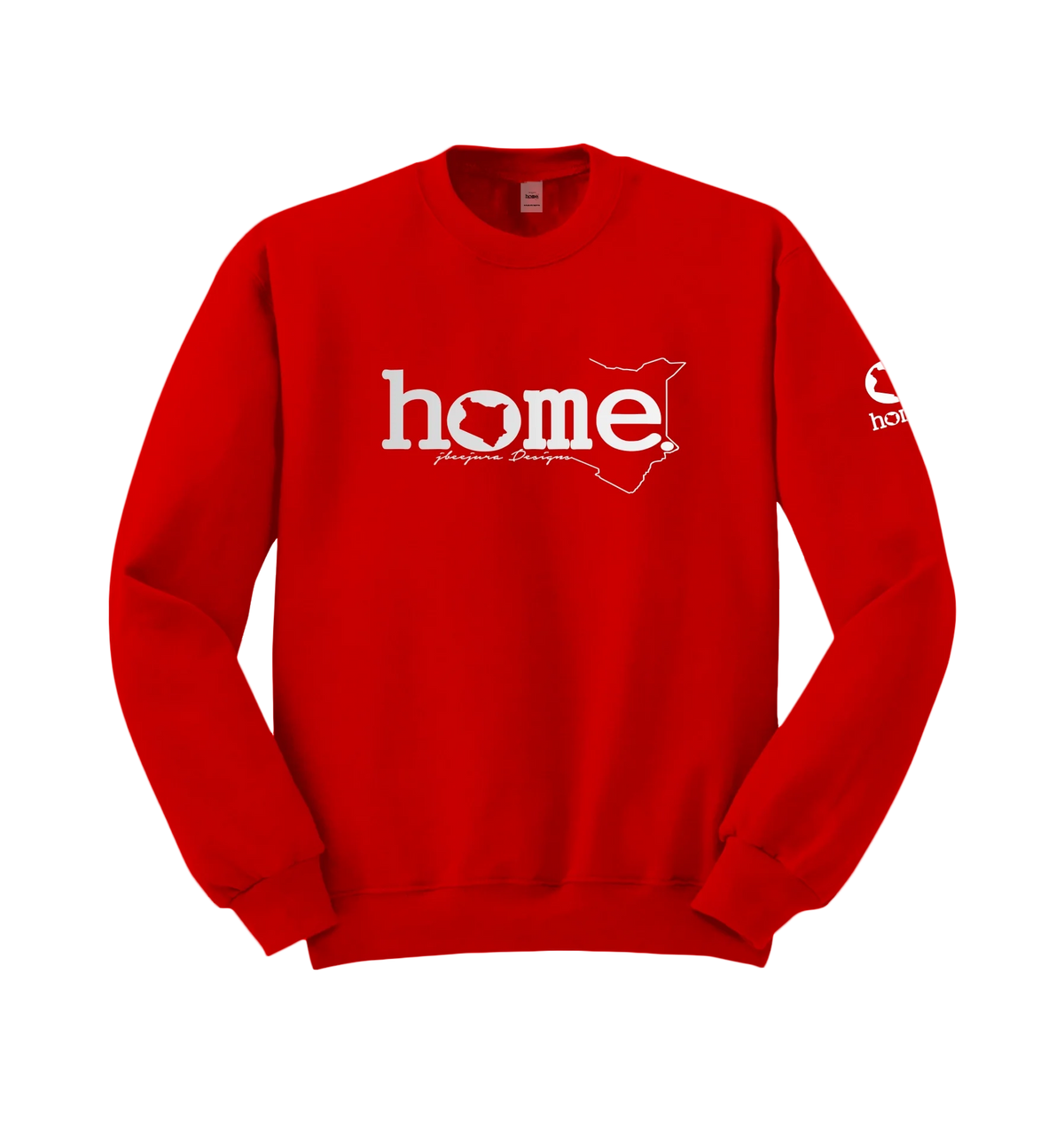 home_254 RED SWEATSHIRT WITH A SILVER WORDS PRINT