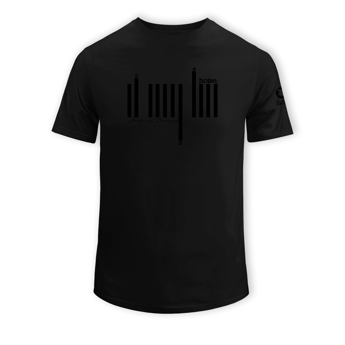 home_254 SHORT-SLEEVED BLACK T-SHIRT WITH A BLACK BARS PRINT – COTTON PLUS FABRIC